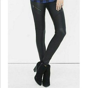 Express Black Faux Leather Moto Style Leggings, Small